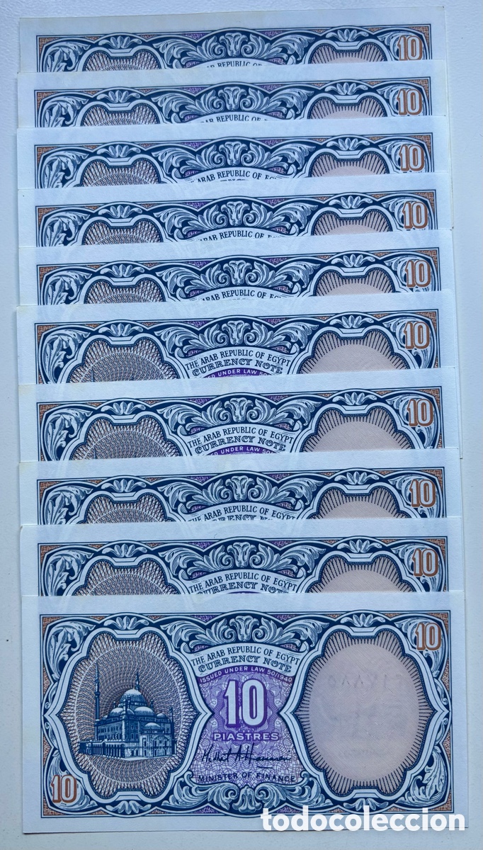 Internationale Banknoten: Lote x 10 Billetes EGIPTO 10 Piastras 1940 (2002) SC
