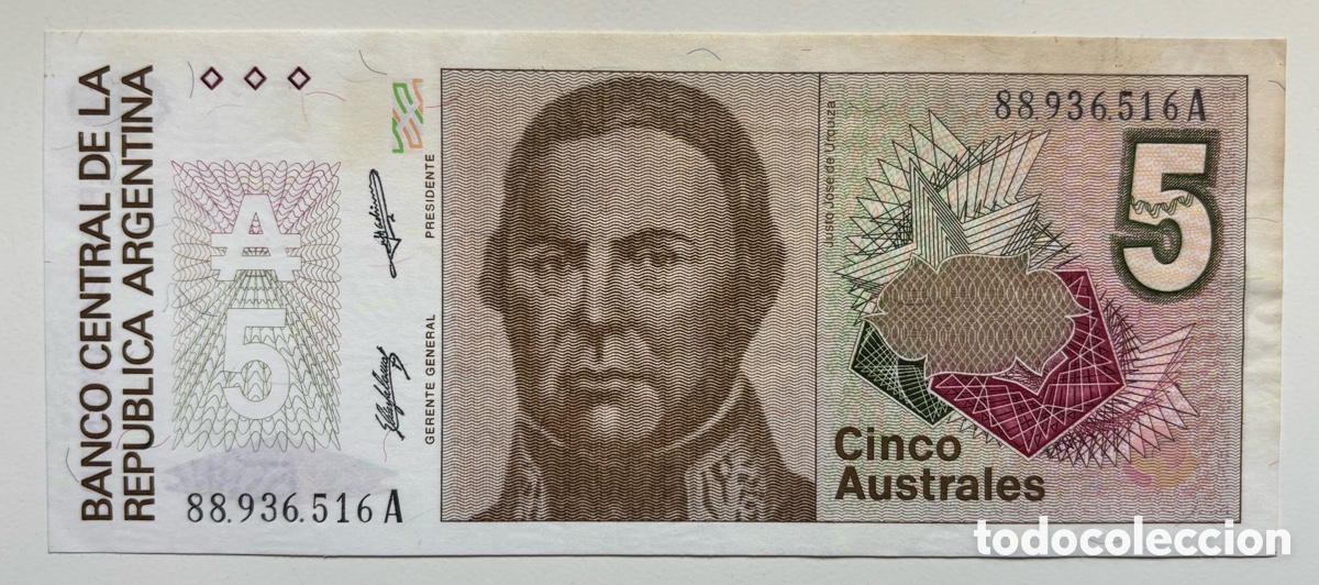 Internationale Banknoten: Billete ARGENTINA 5 Australes (1985-1989) SC-