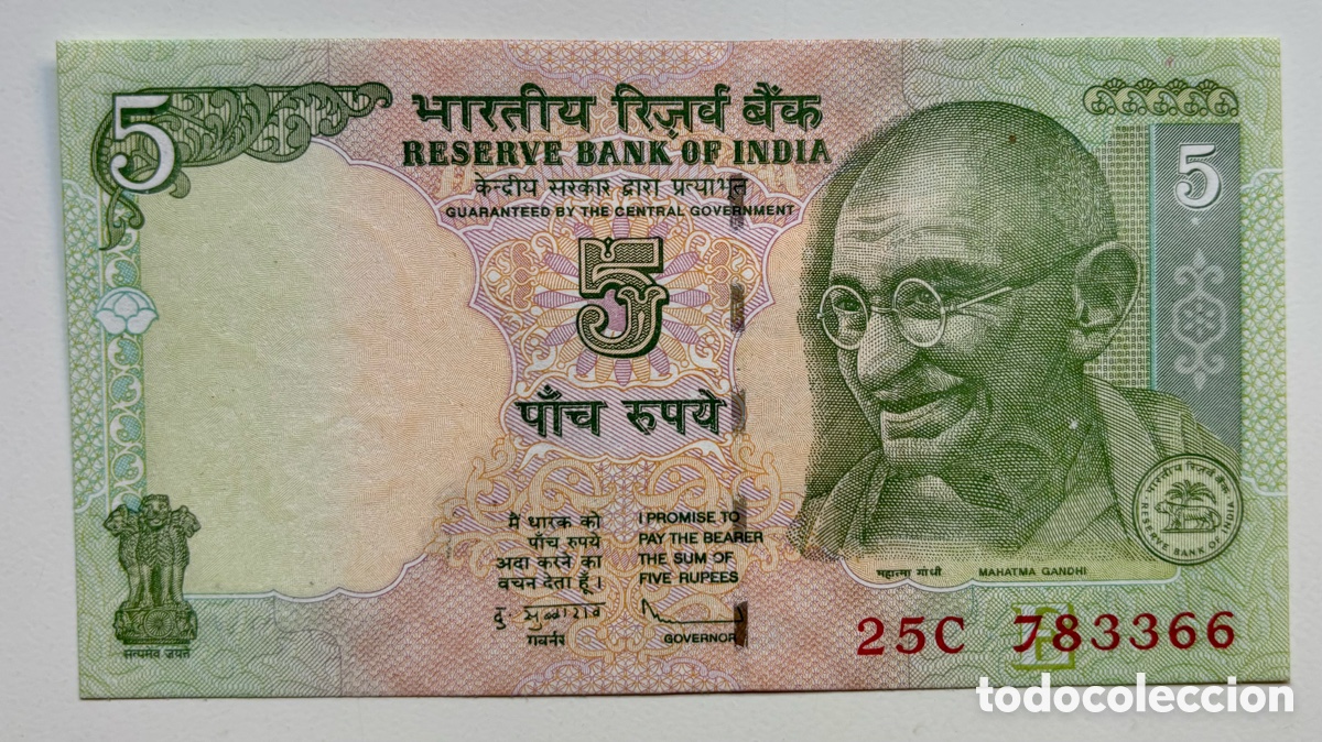 Internationale Banknoten: Billete INDIA 5 Rupias 2009 SC