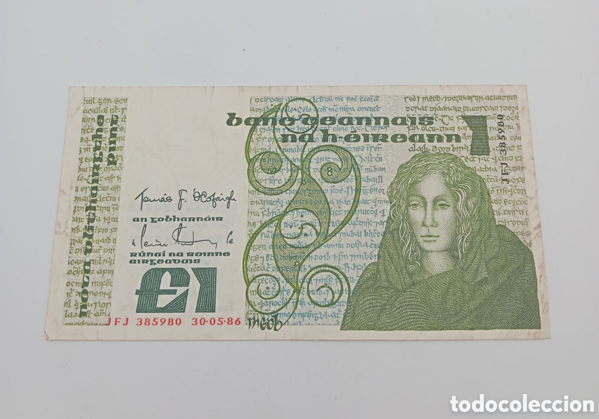 Banconote internazionali: Billete de una libra Irlanda 30/05/1986