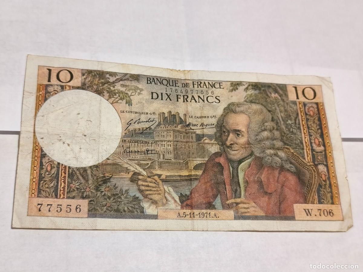 Billetes extranjeros: Francia 10francs 1971 F.