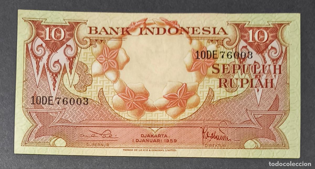 Billets internationaux: INDONESIA. 10 rupiah 1959. Pick 66.