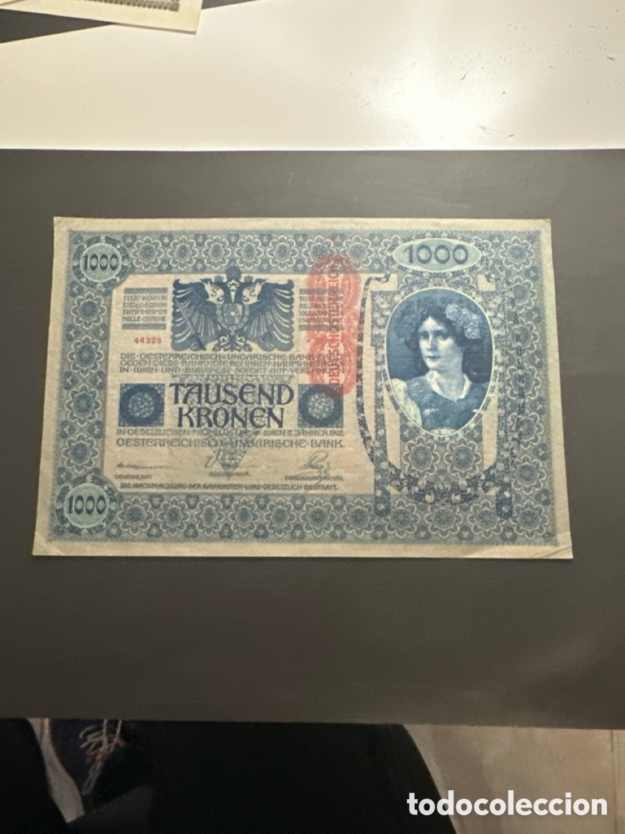 Billetes extranjeros: Billete de Austria de 1000 coronas a&ntilde;o 1902 - Foto 2