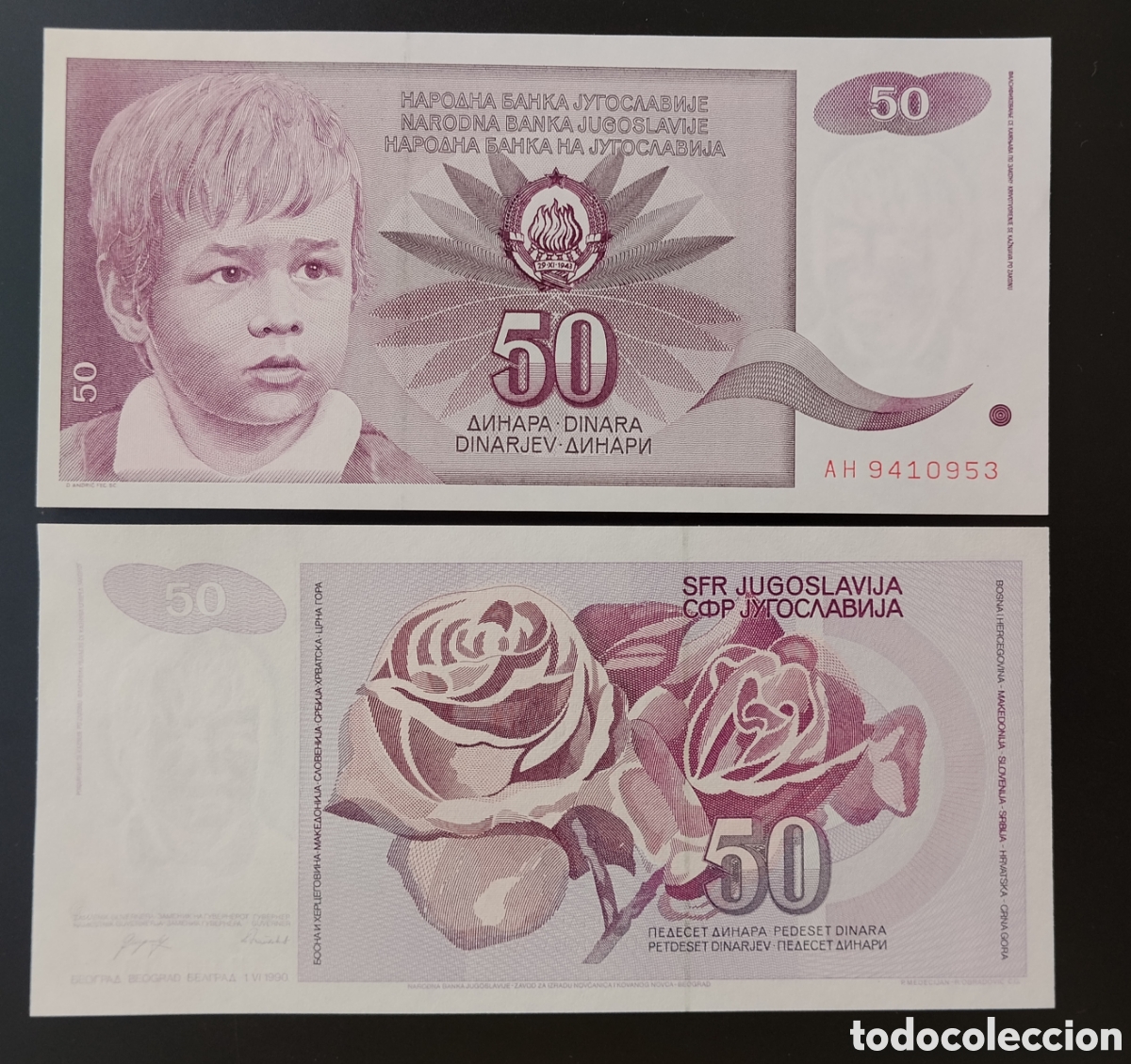 International Banknotes: YUGOSLAVIA: 50 Dinar 1990.SC/UNC.PK# 104