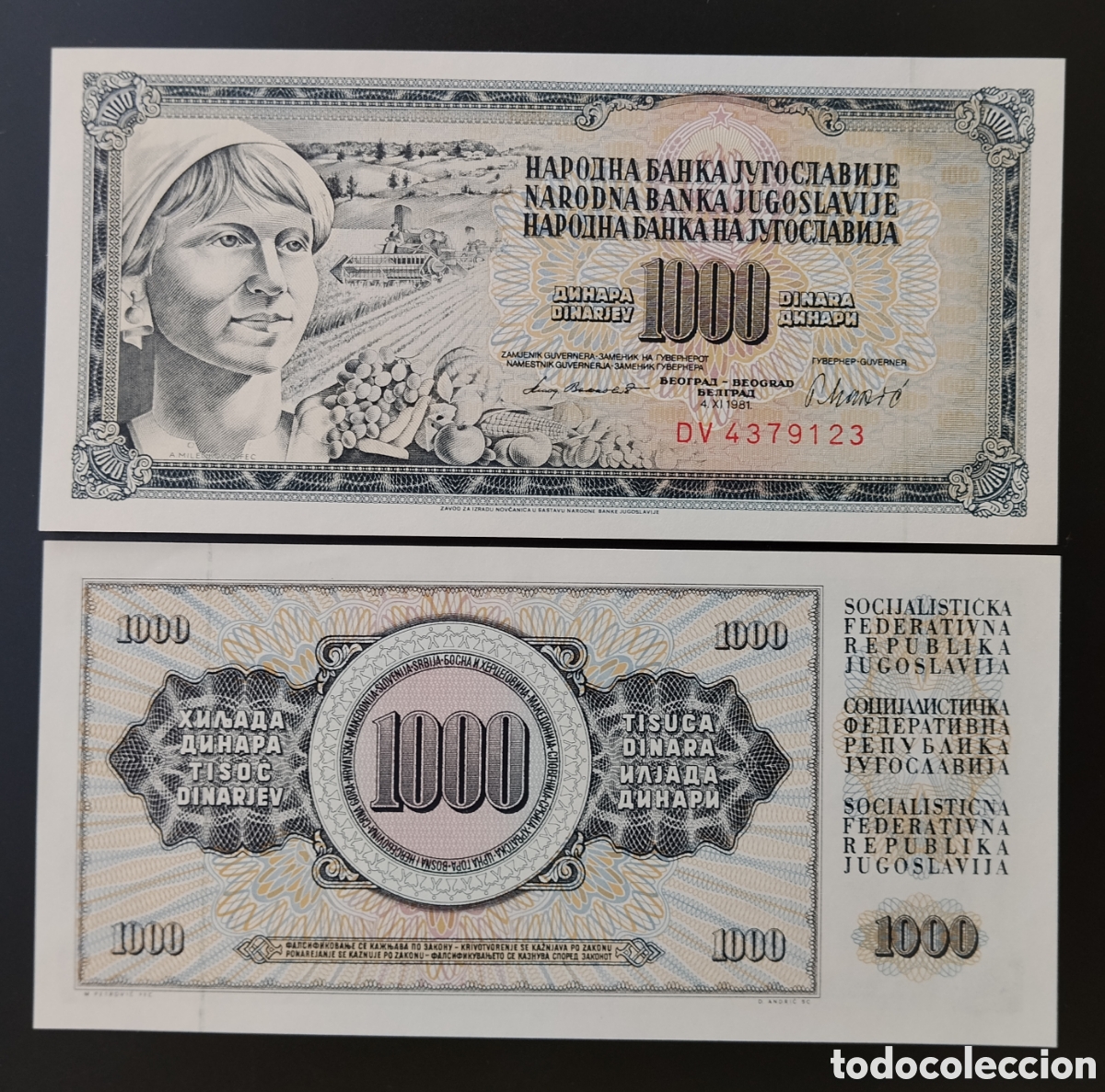 International Banknotes: YUGOSLAVIA : 1000 Dinara 1981.SC/UNC.PK# 92 d