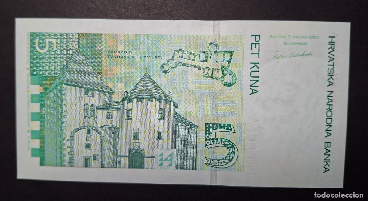 Billetes extranjeros: CROACIA 5 Kuna 2001 P- 37a SC - Foto 2