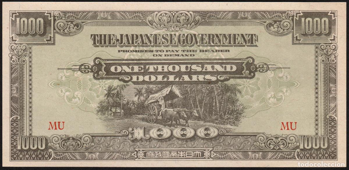 Billets internationaux: MALAYA. OCUPACION JAPONESA II GUERRA MUNDIAL. 1000 $ (1945). Pick M10. S/C.