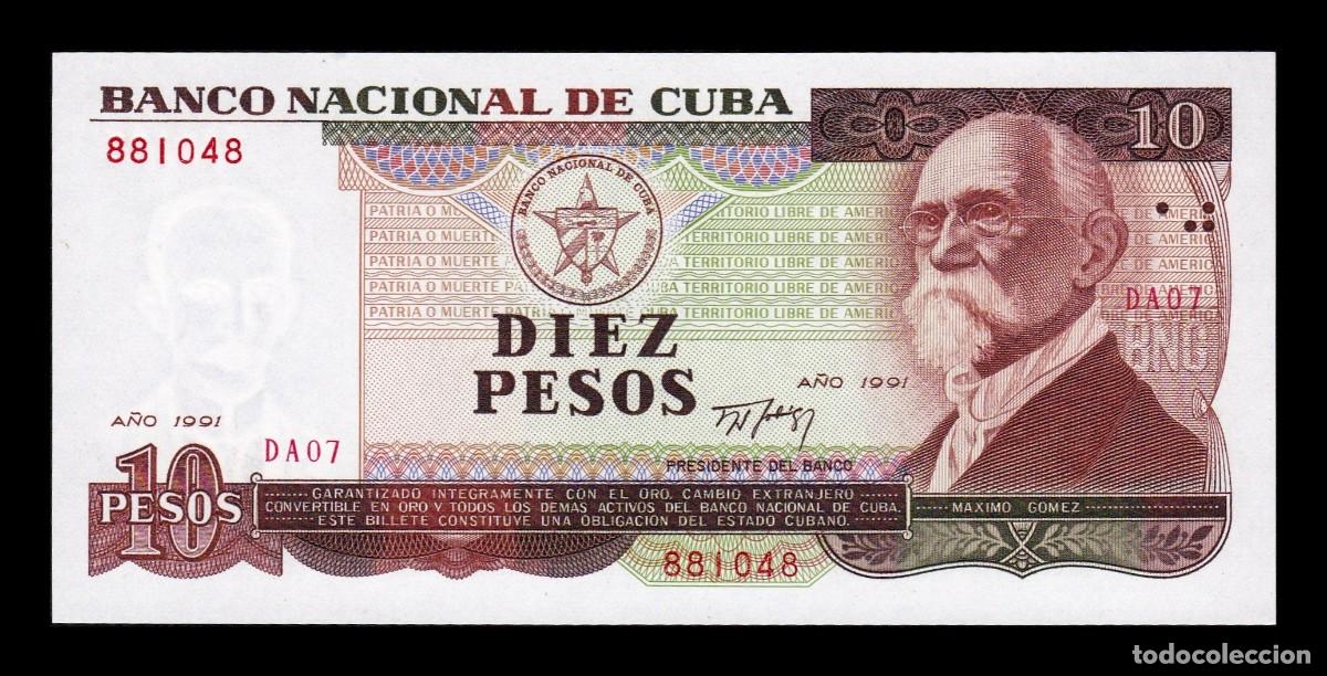 Billetes extranjeros: Cuba 10 Pesos M&aacute;ximo G&oacute;mez 1991 Pick 109 Sc Unc