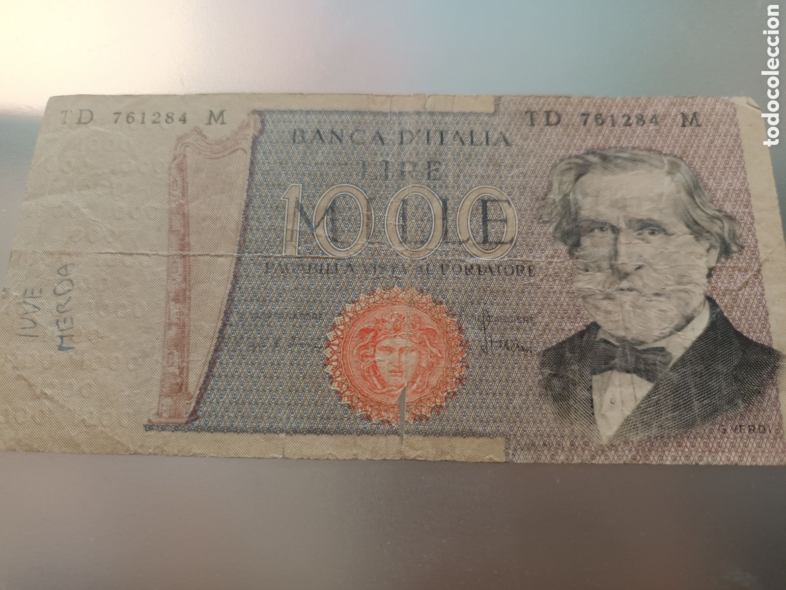 Billetes extranjeros: BILLETE DE 1000 LIRAS C&Iacute;RCULO DE 1969 AL 1980