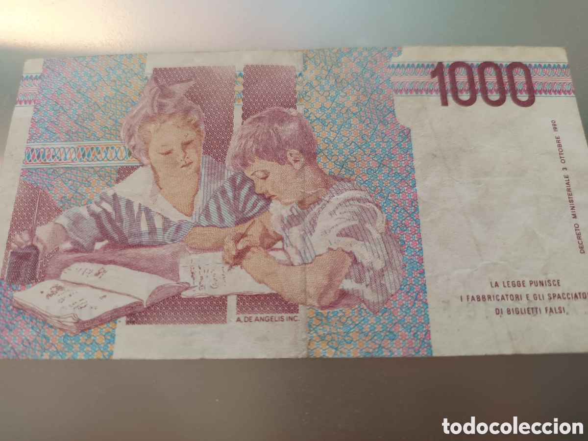 Billetes extranjeros: BILLETE DE 1000 LIRAS DE 1990 - Foto 2