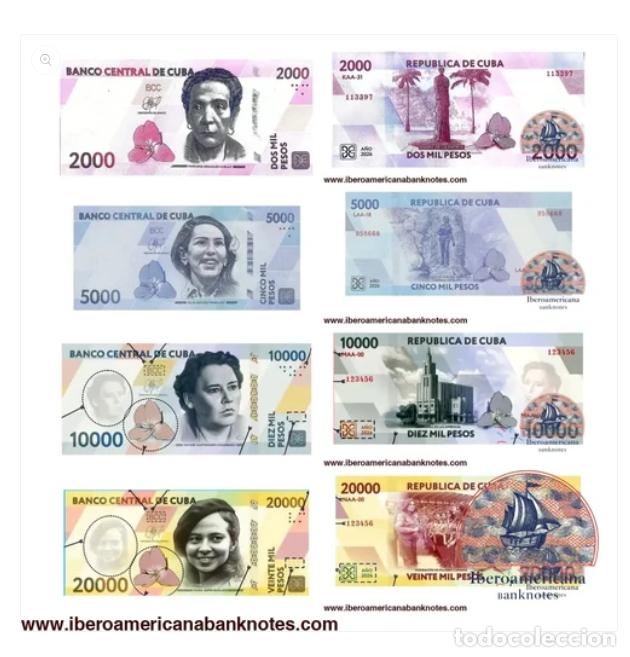Billetes extranjeros: Juego Set Completo billetes Cuba 2026 UNC 2000, 5000, 10000, 20000 pesos