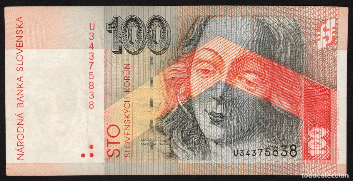 Notas Internacionais: ESLOVAQUIA. 100 korun 10.10. 2001. Prefijo U. Pick 25d. Impresora TDLR.
