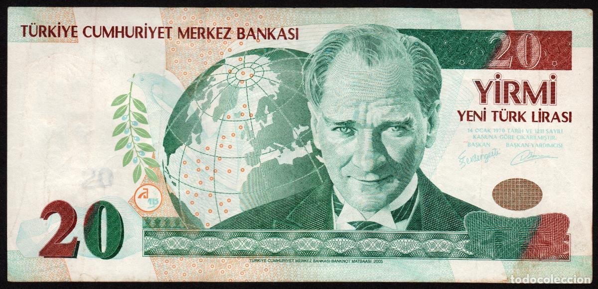 Notas Internacionais: TURQUIA. 20 liras nuevas 2005. Pick 219. Serie A.