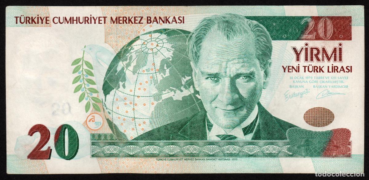 Notas Internacionais: TURQUIA. 20 liras nuevas 2005. Pick 219. Serie A.