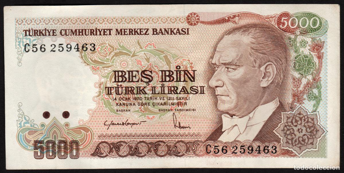 Billetes extranjeros: TURQUIA. 5000 lira L.1970 (1985). Pick 197. Serie C.