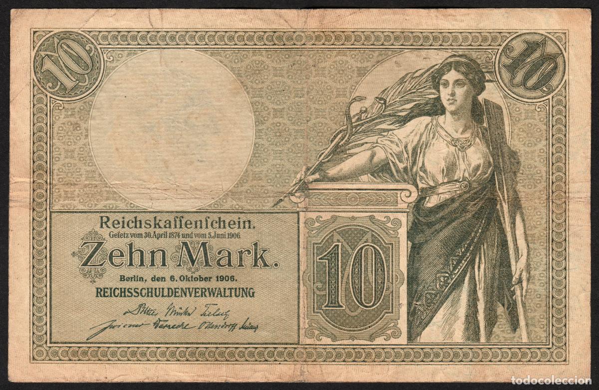 Billetes extranjeros: ALEMANIA (Imperio). 10 mark 6.9.1906. Pick 9 b.