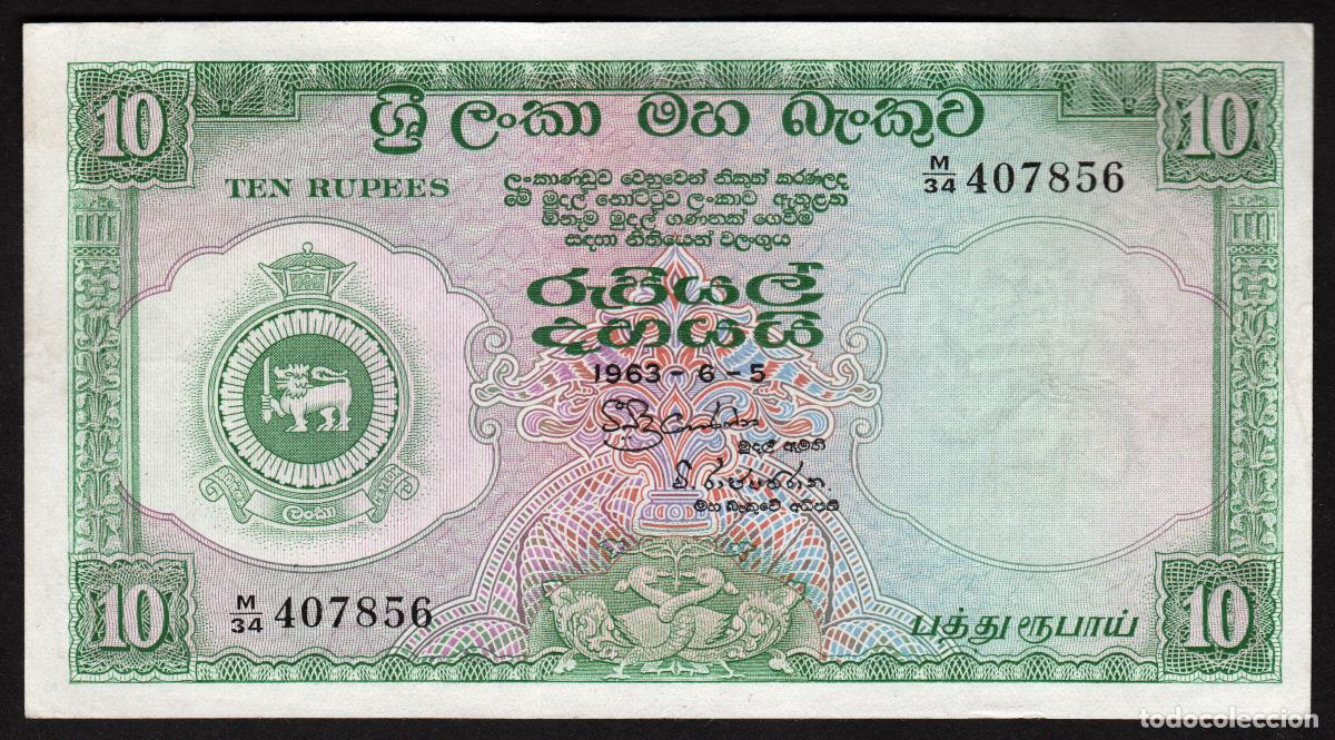 Billetes extranjeros: CEYLON (CEYLAN). 10 rupees 5.6. 1963. Pick 59c.