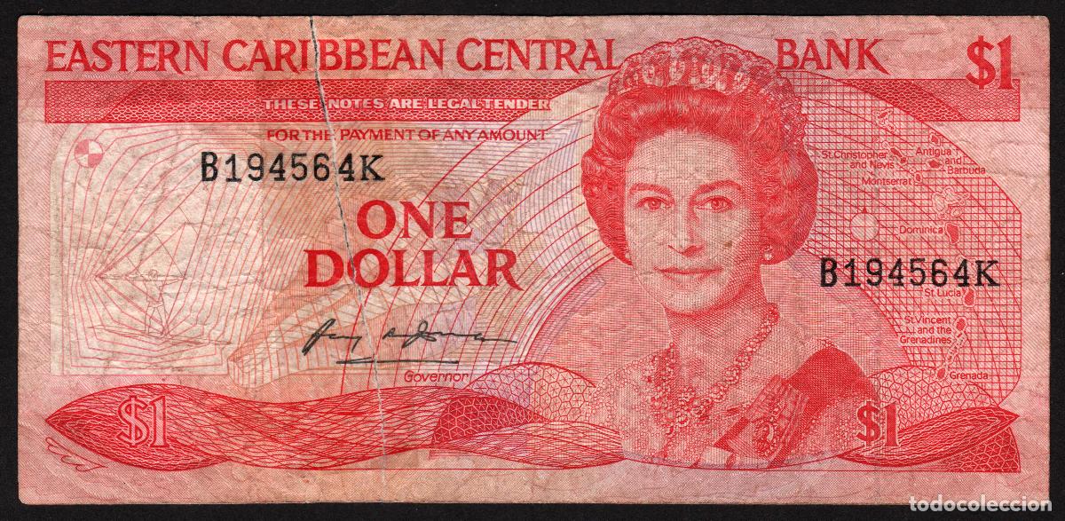 Banconote internazionali: CARIBE BRITANICO. 1 $ (1985-88). Pick 17k. Sufijo K. Sin el nomre de Anguilla. Ver descripcion.