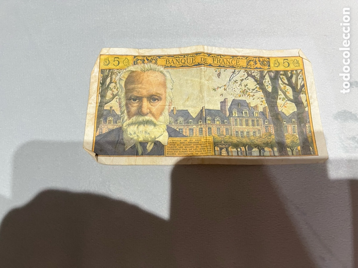 Banconote internazionali: Billete 5 Nuevos Francos Francia 1965