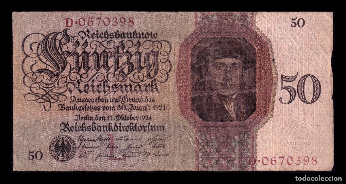 Billetes extranjeros: Alemania 50 Reichsmark 1924 Pick 177 Bc F