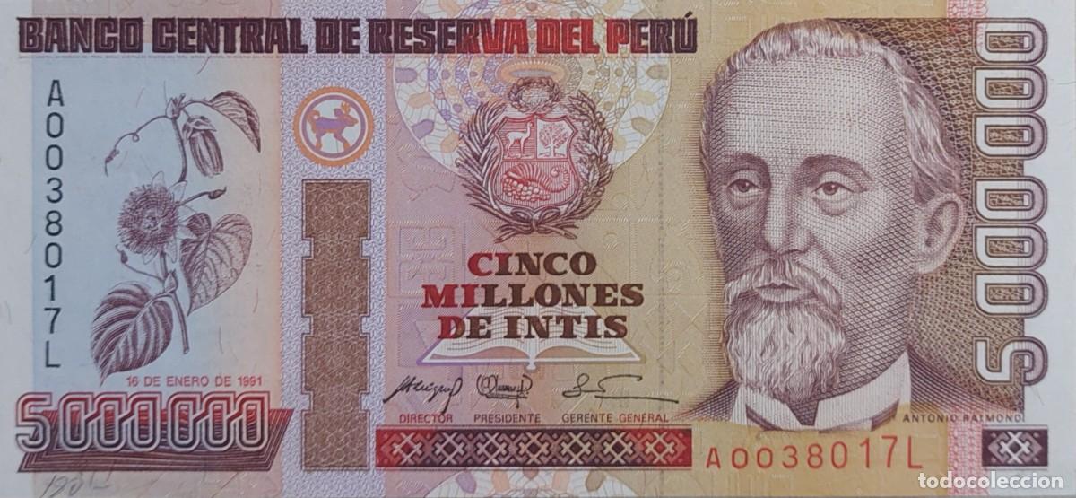 International Banknotes: BILLETE DEL ( PERU ) DE 5.OOO.OOO INTIS 1991 PK148 A, PLANCHA /UNC.