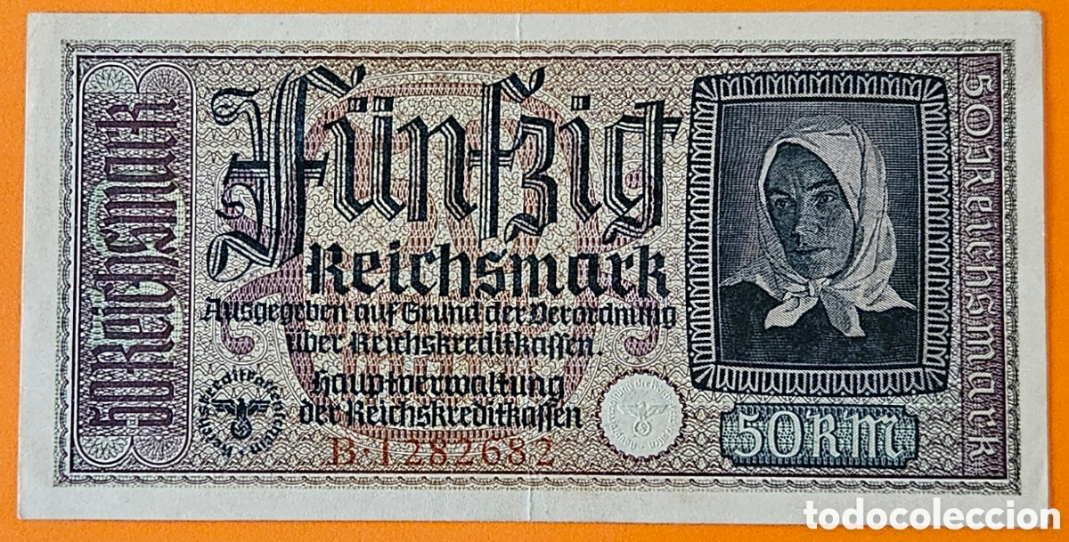 International Banknotes: ALEMANIA, II GUERRA MUNDIAL, 50 REICHSMARK, 1940 - 1945.