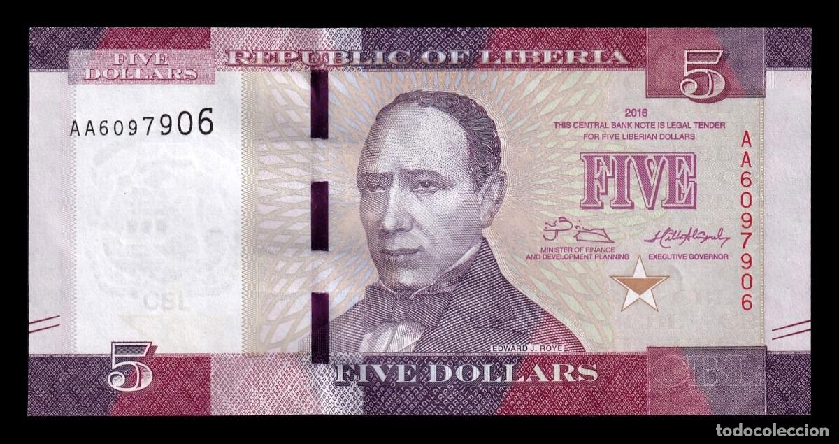 Billets internationaux: Liberia 5 D&oacute;lares Edward James Roye 2016 Pick 31a Capicua Sc Unc