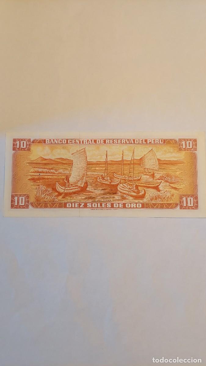 Billetes extranjeros: Billete 10 Soles de Oro Per&uacute; 1976 - Foto 2