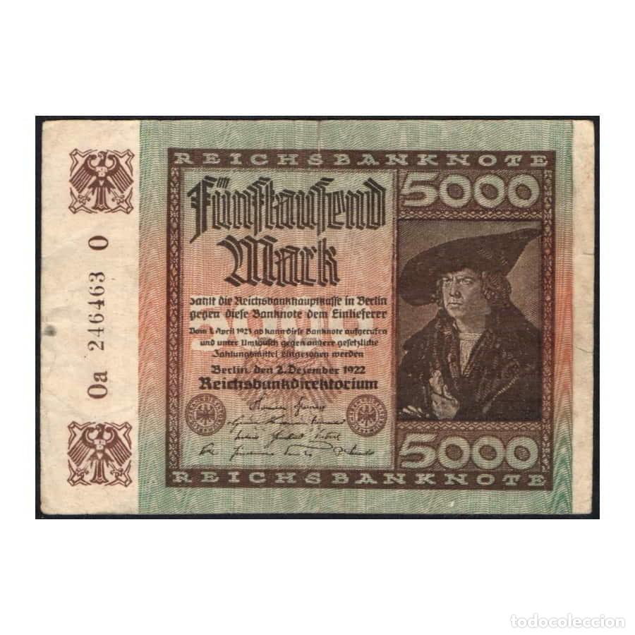 Billetes extranjeros: C0505# Alemania 1922 [SLL] Reichsbanknote. 5000 MARK (MBC)