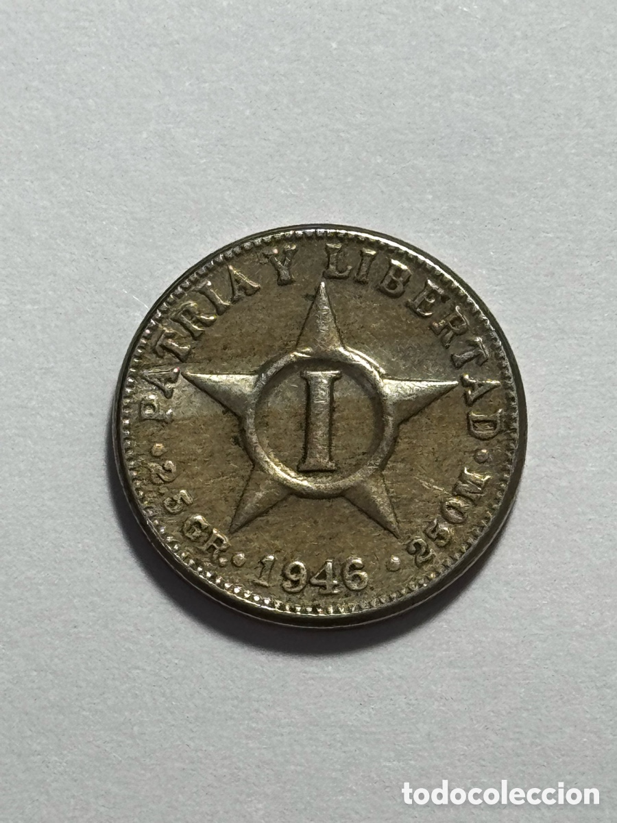 Billetes extranjeros: Moneda de 1 centavo de 1946. Cuba. Circulado - Foto 1