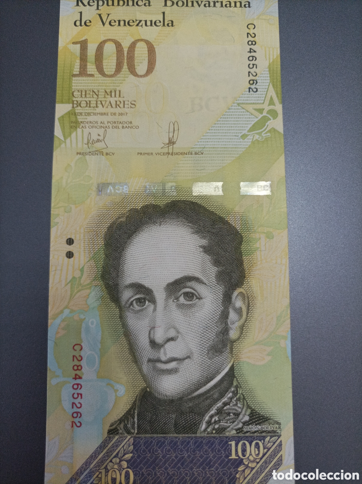 Notas Internacionais: Billete de Venezuela de 100.000 bol&iacute;vares de 2017