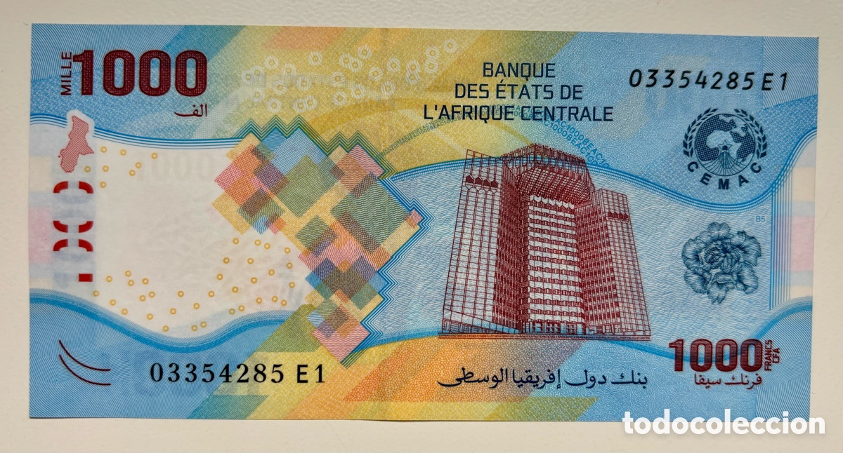 Notas Internacionais: Billete ESTADOS DE AFRICA CENTRAL 1000 Francos CFA 2020 (2022) EBC. Francs