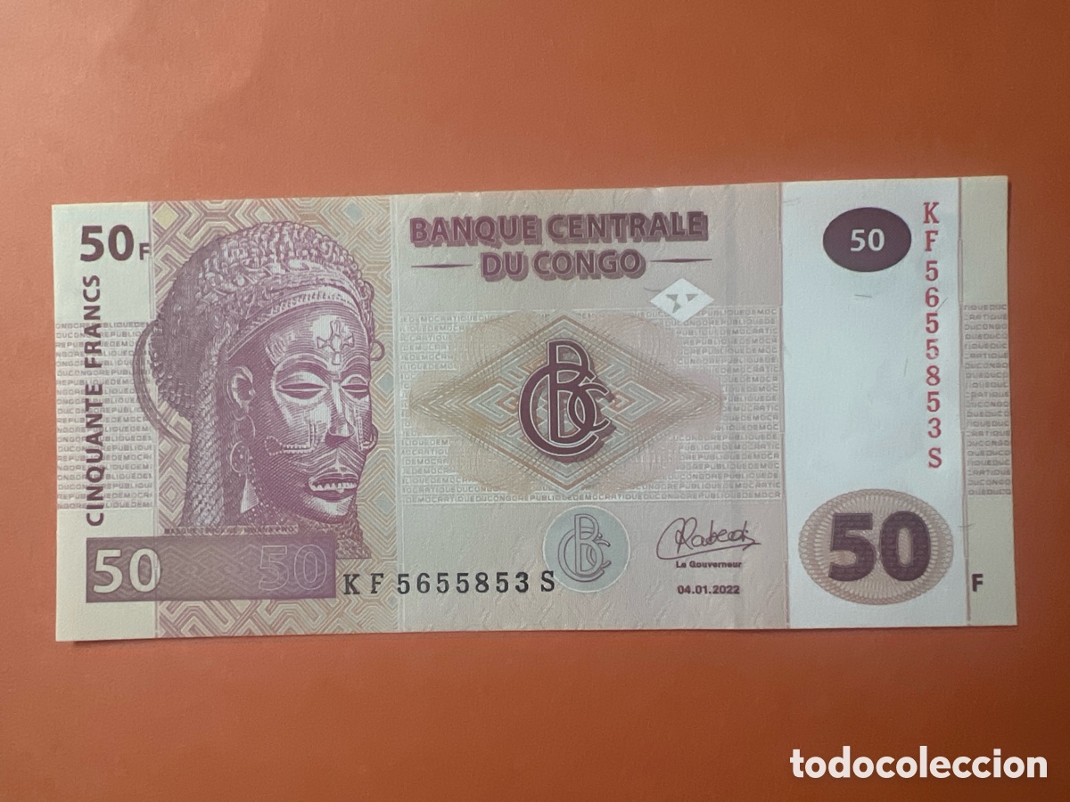 International Banknotes: V1. Billete - Congo Rep&uacute;blica Democr&aacute;tica&nbsp;50 Francos 2022