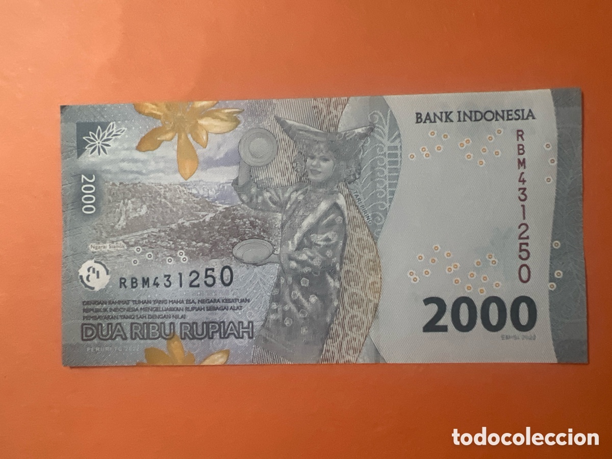 Billetes extranjeros: V2. BILLETE INDONESIA. 2000 rupiah (rupees) 2022 - Foto 2
