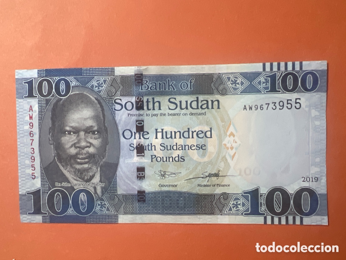 International Banknotes: V2. Billete - Sud&aacute;n del Sur 100 Libras John Garang de Mabior 2019