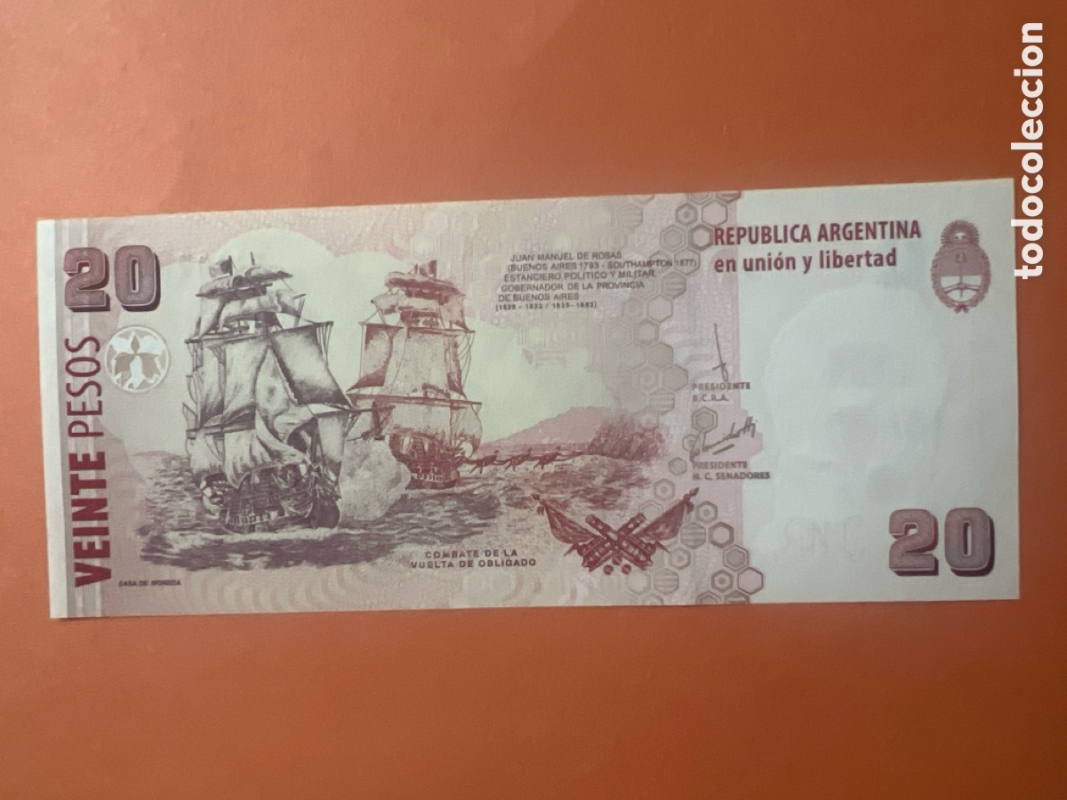 Billetes extranjeros: V2. Billete - Argentina 20 pesos - Foto 2