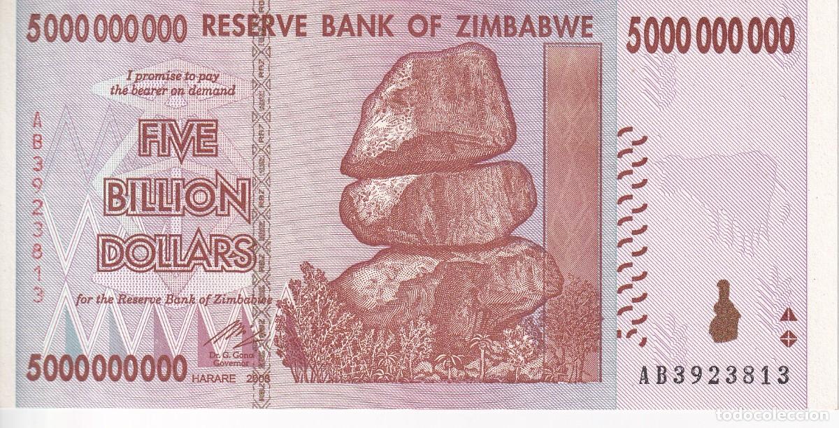 Billets internationaux: BILLETE DE ZIMBABWE DE 5000000000 DOLLARS DEL A&Ntilde;O 2008 SIN CIRCULAR (SC)