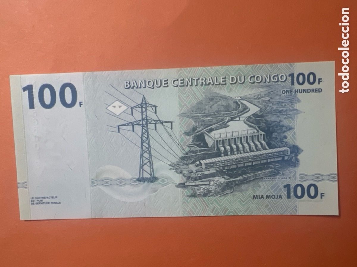 Billetes extranjeros: V4. Billete RD Congo 100 Francos 2022 - Foto 2