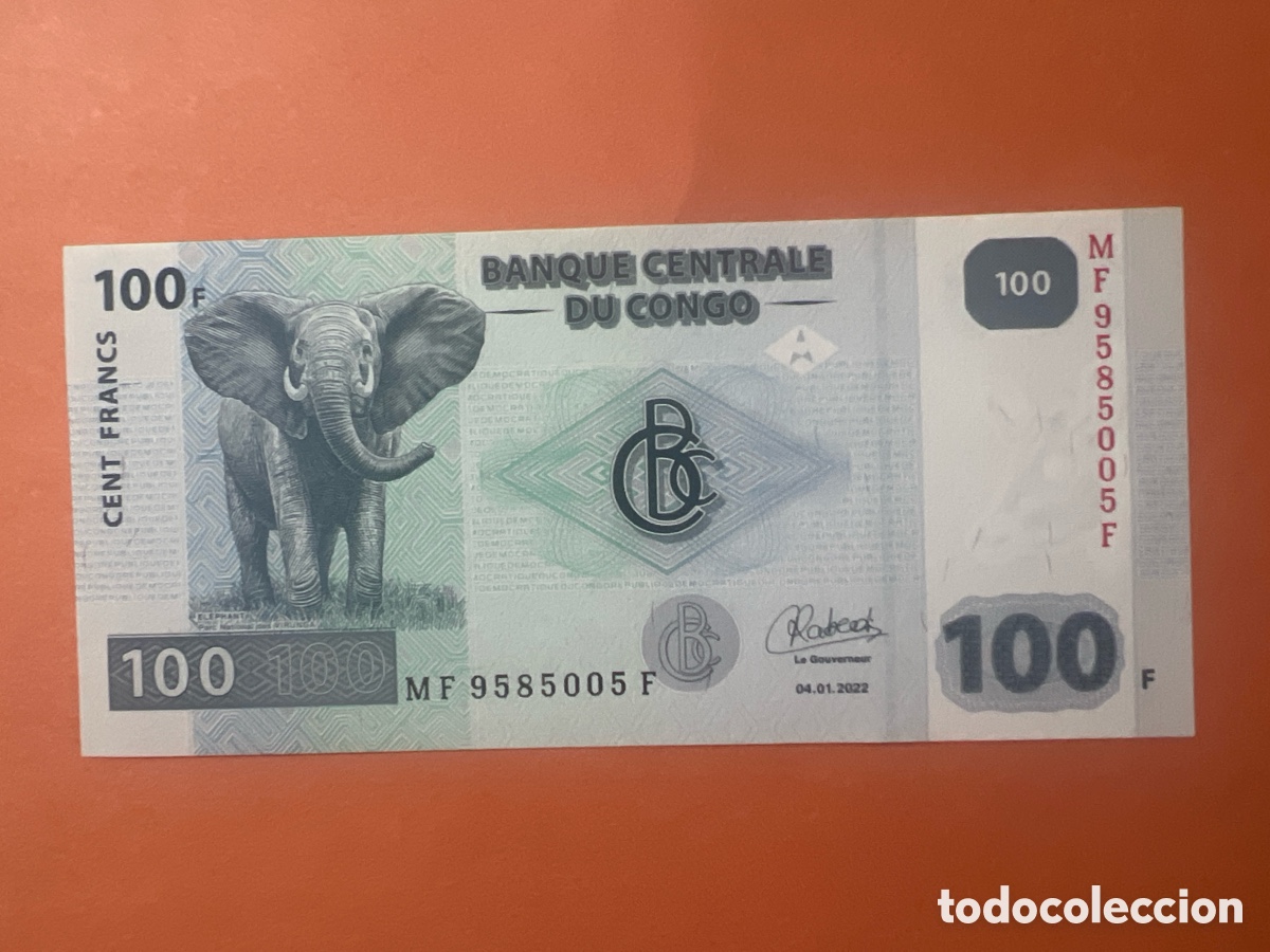 Billetes extranjeros: V4. Billete RD Congo 100 Francos 2022 - Foto 1