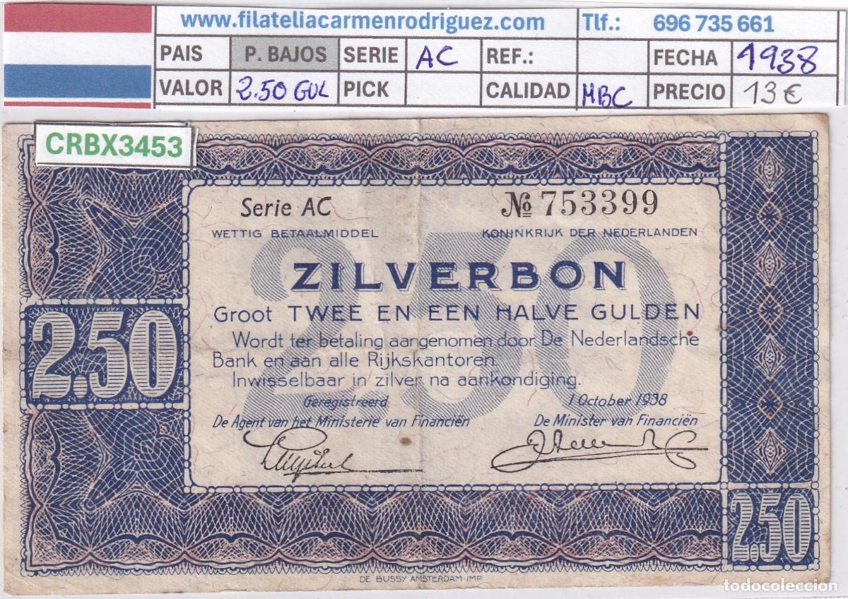 Internationale Banknoten: CRBX3453 BILLETE PAISES BAJOS 2,5 GULDEN 1938 MBC