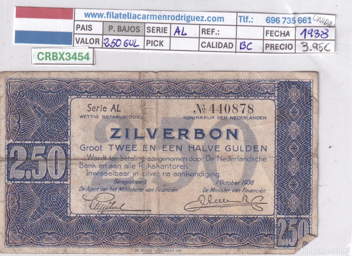 Internationale Banknoten: CRBX3454 BILLETE PAISES BAJOS 2,5 GULDEN 1938 BC