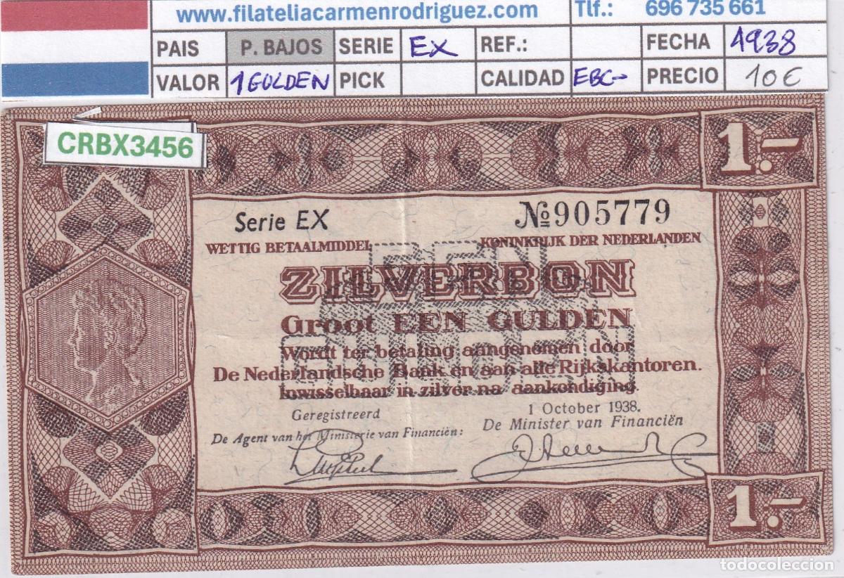 Internationale Banknoten: CRBX3456 BILLETE PAISES BAJOS 1 GULDEN 1938 SERIE EX EBC-