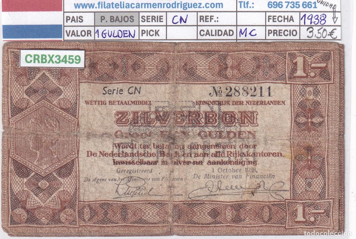 Internationale Banknoten: CRBX3459 BILLETE PAISES BAJOS 1 GULDEN 1938 MBC