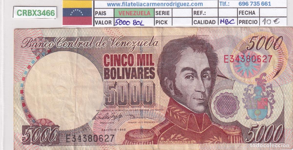Internationale Banknoten: CRBX3466 BILLETE VENEZUELA 5000 BOLIVARES 1998 SERIE E MBC