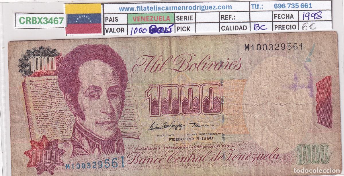 Internationale Banknoten: CRBX3467 BILLETE VENEZUELA 1000 BOLIVARES 1998 SERIE M BC