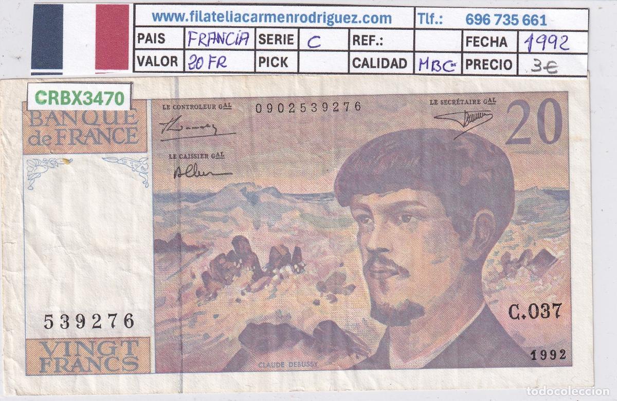 Internationale Banknoten: CRBX3470 BILLETE FRANCIA 20 FRANCOS 1992 SERIE C MBC-
