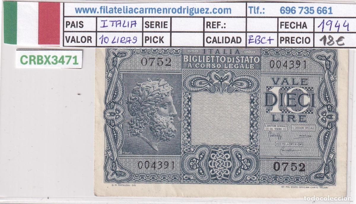 Internationale Banknoten: CRBX3471 BILLETE ITALIA 10 LIRAS 1944 EBC+