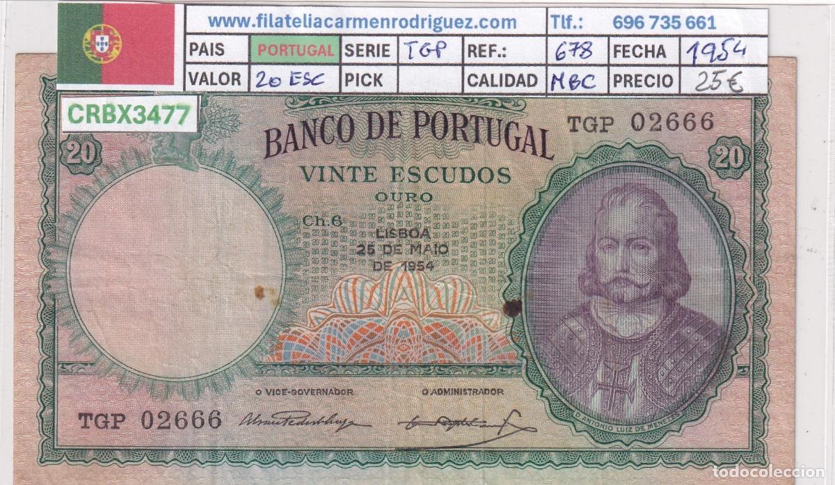 Internationale Banknoten: CRBX3477 BILLETE PORTUGAL 20 ESCUDOS 1954 SERIE TGP MBC