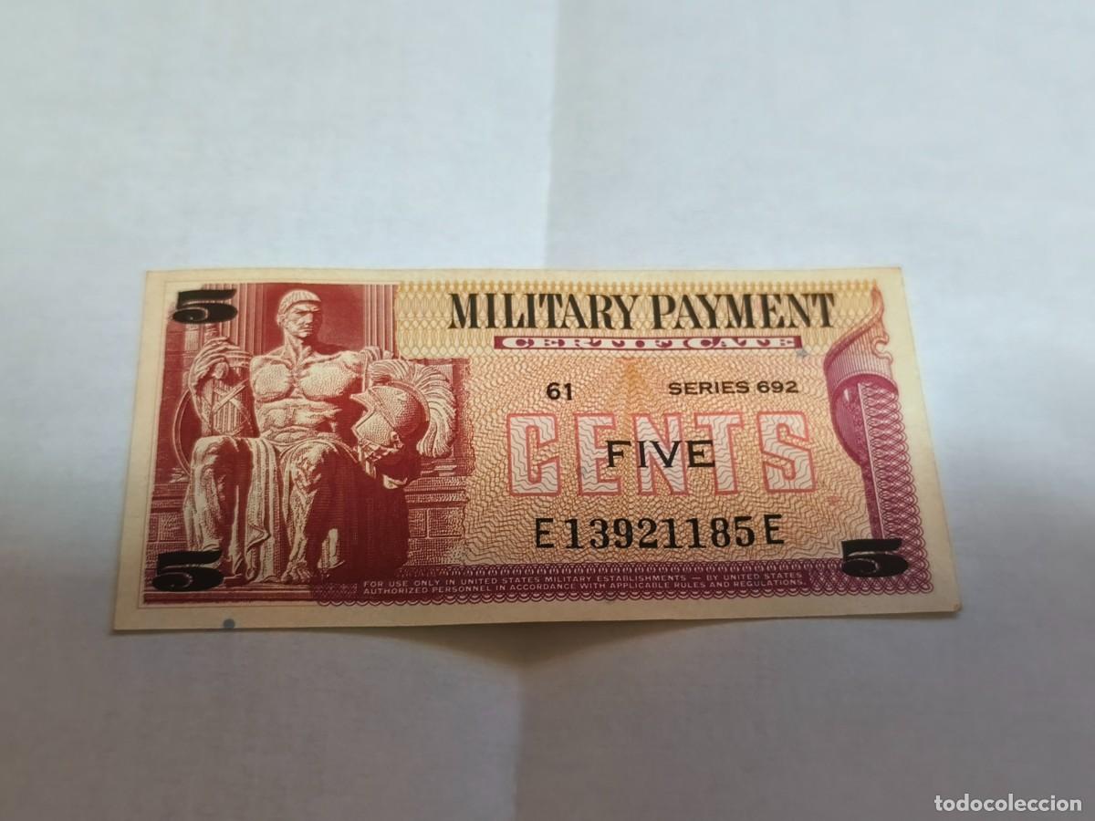 Billetes extranjeros: MPC USA 5centavos series 692. XF+