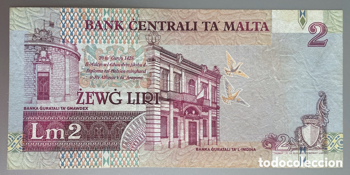 Billetes extranjeros: Malta. 2 liras. 1967 (1994) - Foto 2